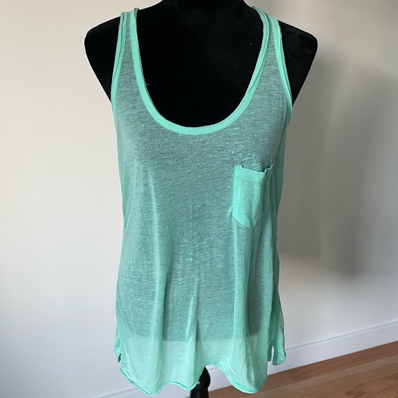 Rag & Bone/Knit Mint Green Cotton Blend Burnout Tank Top Size Medium - Picture 1 of 9